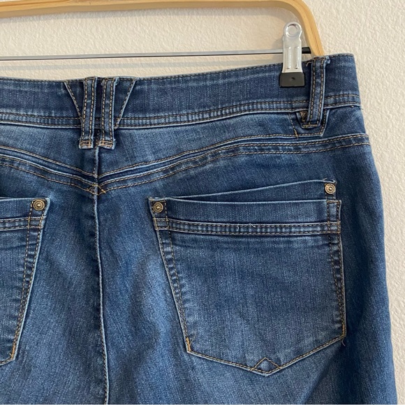 Democracy Ab Solution High Rise Dark Denim Raw Him Side Slit Slim Jeans Size 10 - Picture 6 of 12